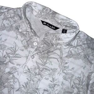 TravisMathew Stay on Target Polo Shirt Medium Floral Tropical Short Sleeve Golf